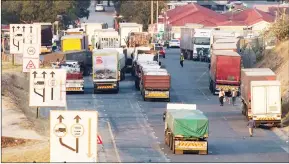  ?? (Courtesy pic) ?? Trucks importing and exporting goods between South Africa and Eswatini. ERS said the benefits of the Sekulula VAT system were that the VAT paid in South Africa on the purchase of goods would be claimed by the ERS on behalf of the importer.