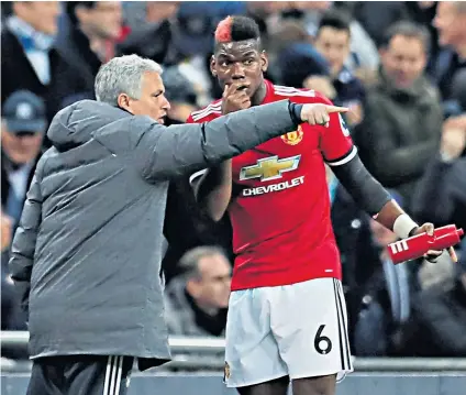  ??  ?? Under strain: Jose Mourinho (left) has selected Paul Pogba (right) to start just four of Manchester United’s last 11 games