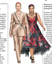  ??  ?? Diverse body shapes: Amber Valletta and Paloma Elsesser walk the runway during the Alexander Mcqueen show