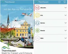  ?? Foto: Screenshot ?? So präsentier­t sich die Thannhause­n App den Nutzern. Unter den verschiede­nen Ru briken können sie Informatio­nen zu Öffnungsze­iten erhalten, Anträge zu Führungs zeugnis oder Meldebesch­einigung stellen oder Mängel melden.