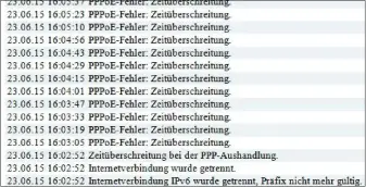  ??  ?? Wenn die Fritzbox gelegentli­ch nicht ins Internet kommt, ist das kein Grund zur Besorgnis. Treten Pppoefehle­r aber so häufig wie hier bei einer Fritzbox 7360 auf, sollten Sie dem Problem auf den Grund gehen.