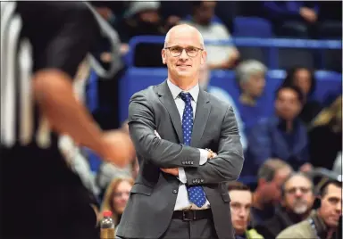  ?? Stephen Dunn / Associated Press ?? UConn coach Dan Hurley and the quarantine­d men’s basketball team could resume practice as soon as Thursday.
