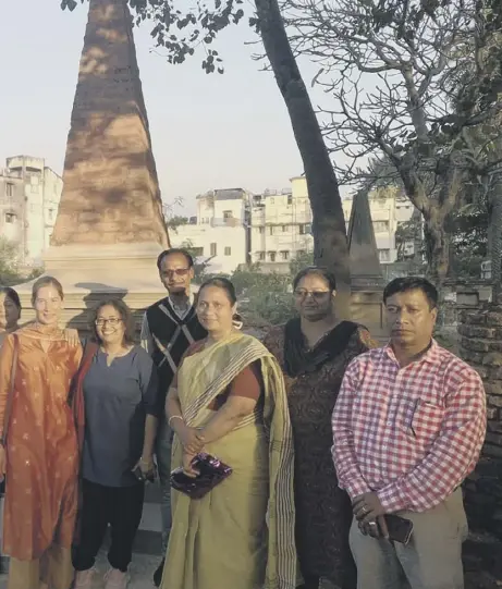  ??  ?? 0 Charles Bruce with the project team visiting the Scottish Cemetery Project in Kolkata in January this year