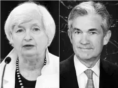  ??  ?? Current Federal Reserve Chair Janet Yellen (left) and US Federal Reserve Board Governor Jerome H. Powell. — AFP photo