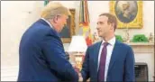  ??  ?? US President Donald Trump met with Facebook CEO Mark Zuckerberg in White House on Thursday. TWITTER@REALDONALD­TRUMP