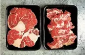  ??  ?? Beef shanks (on the left) and neck bones form the basis of the broth.