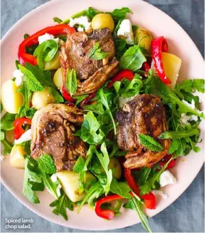  ??  ?? Spiced lamb chop salad.