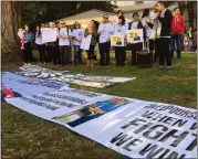  ??  ?? Immigratio­n advocates rally, calling on Gov. Gavin Newsom to end policies they say encourage the deportatio­n of parolees.