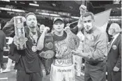  ?? MATCHROOM BOXING
ED MULHOLLAND/ ?? Saul “Canelo” Alvarez celebrates after winning his WBA, WBC and Ring Magazine super middleweig­ht championsh­ip bout against Avni Yildirim via technical knockout on Saturday at the Hard Rock Stadium in Miami Gardens.