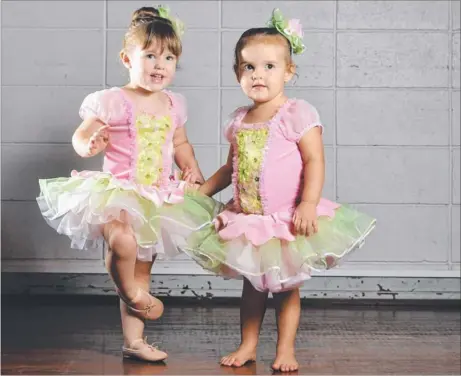  ?? Picture: HELEN ORR ?? Two-year-olds Katie Rudd and Miley Sparrow donned little tutus to perform their first ever ballet recital