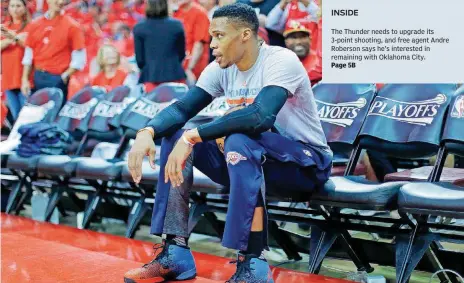  ?? [PHOTO BY SARAH PHIPPS, THE OKLAHOMAN] ?? Russell Westbrook was the centerpiec­e of the Thunder’s offense this season. When he was taken out of the game for a breather, the offense struggled mightily.