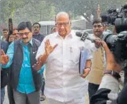  ??  ?? NCP chief Sharad Pawar arrives at Parliament complex during the ongoing Winter Session in New Delhi on Tuesday. PTI