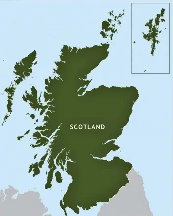  ??  ?? Offshore: How Shetland is often depicted, in a box and next to northern Scotland