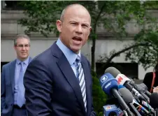  ??  ?? in this May 30 photo, Michael Avenatti, attorney for porn actress Stormy Daniels, talks to the media after a Federal Court hearing, in new york.
AP PHOTO/rICHArD D