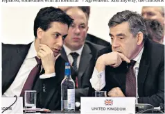  ??  ?? Switched on: the then-energy and climate change secretary, Ed Miliband, and prime minister, Gordon Brown, at the London Energy Meeting in 2008