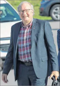  ?? ANDREW VAUGHAN/THE CANADIAN PRESS ?? Prince Edward Island Premier Wade MacLauchla­n arrives for the start of an Atlantic growth strategy meeting in Steady Brook, N.L., on Tuesday.