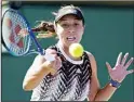 ?? ?? Jessica Pegula returns a shot to Elina Svitolina of Ukraine at the BNP Paribas Open tennis tournament, on Oct. 12, in Indian Wells, Calif. (AP)