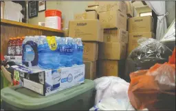  ?? BEA AHBECK/NEWS-SENTINEL ?? Donations for the victims of the Camp Fire that people have dropped off at Woodlake Cleaners in Lodi on Wednesday.