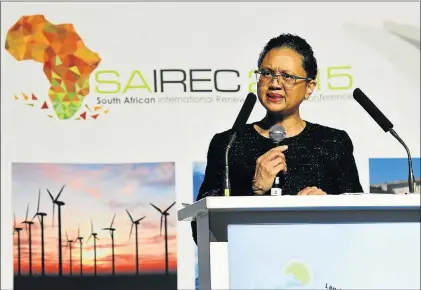  ?? Picture: SIYABULELA DUDA ?? Energy Minister Tina Joemat-Pettersson, whose department has already committed to 13,225MW of renewable energy generation by 2025.