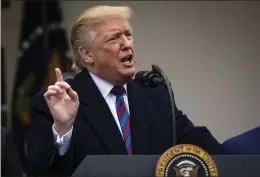  ?? Bloomberg photo by Al Drago ?? President Donald Trump speaks in the Rose Garden of the White House in Washington, D.C., on Friday.