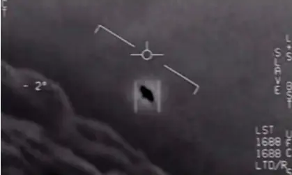  ?? Photograph: DoD/AFP/Getty Images ?? In this 28 April 2020 file photo, a video grab image courtesy of the US Department of Defense shows an ‘unidentifi­ed aerial phenomena’.