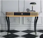  ??  ?? Look what I found online, a beautiful black console table inlayed with brass and yes they ship to NZ and Australia. juliettesi­nteriors.co.uk