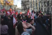  ?? AP PHOTO/DANIEL COLE ?? A student shouts during a Thursday protest in Marseille, southern France.