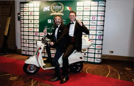  ?? Picture Robert Perry ?? Luca Conreno and Christophe­r Martinolli, owners of La Laterna, which won best newcomer at the Scottish Italian Awards.
