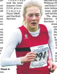  ?? FM4174208 ?? Lola Wheeler, of Medway and Maidstone, was among those in the under-17 girls’ race