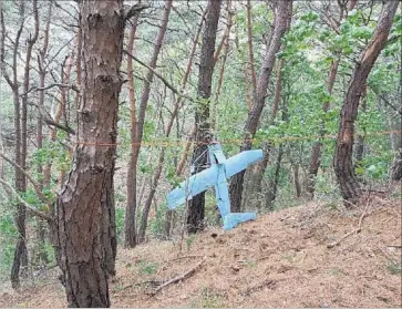  ?? South Korean Defense Ministry ?? A DRONE found this month in a South Korean forest belonged to the North Korean military, South Korean authoritie­s said. It apparently had captured images of a sensitive new U.S. antimissil­e system before crashing.