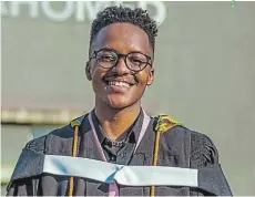  ?? Picture: INSTAGRAM/ THABISO MOLOKOMME ?? KNOWLEDGE FIRST: Thabiso Molokomme said his achievemen­t shows that working hard and praying can get one anywhere.