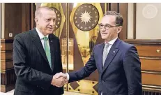  ?? FOTO: DPA ?? Außenminis­ter Maas mit dem türkischen Präsidente­n Erdogan.