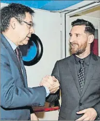  ?? FOTO: FC BARCELONA ?? Bartomeu y Messi, en una imagen de archivo