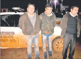  ??  ?? Derlis Armando Méndez Núñez, el brasileño Vinicius López y el abogado Juan Carlos Quiñónez Díaz fueron capturados anoche por la Policía.