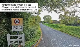Twenty’s plenty say villages in bid to improve road safety HOUGHTON AND ...