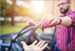  ??  ?? Before handing over your keys, think about how it may impact your vehicle and insurance record.