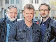 ?? Foto: Michael Hochgemuth ?? Produzent Ralf Zimmermann (von links), Hauptdarst­eller Justus von Dohnányi und Regisseur Sebastian Stern.