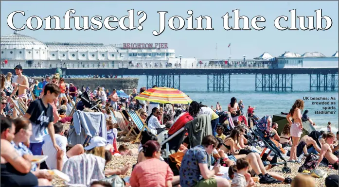  ??  ?? UK beaches: As crowded as sports stadiums?