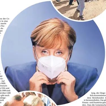  ?? FOTO: RATTAY/DPA FOTO: BENSCH/DPA ?? Merkel am Ende einer Pressekonf­erenz zum Vorgehen in der CoronaPand­emie.