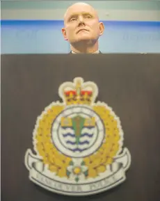  ?? ARLEN REDEKOP ?? Vancouver police Chief Adam Palmer speaks Monday at a news conference about a shooting last weekend. A 15-year-old who was shot died Monday, but Palmer says Vancouver remains “a safe city.”
