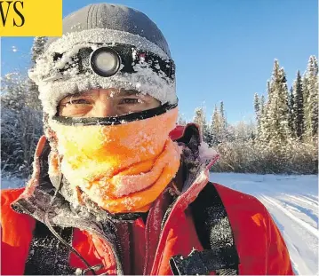  ?? JETHRO DE DECKER/FACEBOOK ?? South African runner Jethro De Decker, 35, was declared the winner of the 482-kilometre ultramarat­hon race when he alone finished the longest race, arriving on Thursday at a checkpoint outside Pelly Crossing, Yukon.