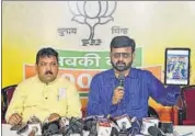  ?? HT PHOTO ?? BJP spokespers­on Pratul Shahdeo addresses a press conference in Ranchi on Friday.