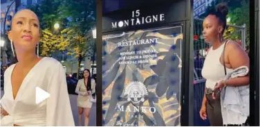  ?? ?? ±
A videograb shows the women who were refused entry to the Manko restaurant and nightclub in Paris.