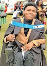  ?? SUPPLIED ?? SIZWE Mabaso who was diagnosed with muscular dystrophy, obtained his diploma in Human Resources Management. |