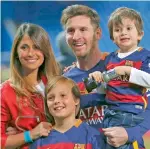  ?? — AP ?? Lionel Messi with his family as they celebrate after winning the final of the Copa del Rey match.