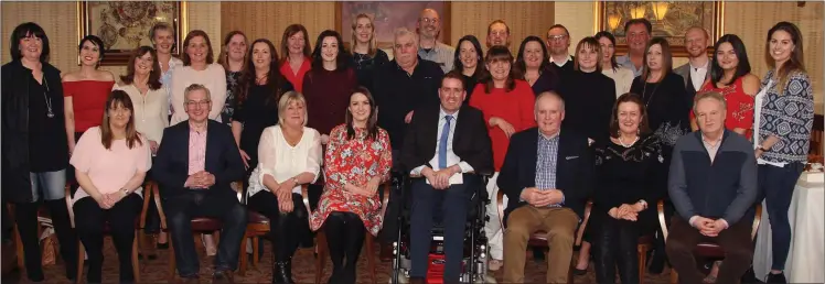  ??  ?? Fintan Lambe with members of his family and colleagues from People Newspapers at the Ashdown Park Hotel in Gorey on Friday night.