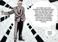  ?? SPLITTER (3) ?? Der britische Autor Arthur C. Clarke (rechts)
tritt selbst in der Graphic
Novel auf