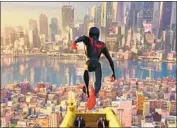  ?? Sony Pictures Animation ?? “INTO THE SPIDER-VERSE” combines 3-D computer graphics and hand-drawn cartooning.