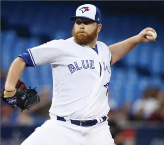  ?? NATHAN DENETTE, THE CANADIAN PRESS ?? Jays starter Brett Anderson (3-4) gave up seven hits, two walks and eight runs in 1 1/3 innings of work. He trended on Twitter after a video clip showed him tearing his cap in frustratio­n while in the dugout.