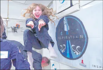  ?? Zero Gravity Corporatio­n ?? Inspiratio­n4 crew member Hayley Arceneaux trained Sunday at Mccarran Internatio­nal Airport. The Spacex mission is tentativel­y scheduled for Sept. 15.